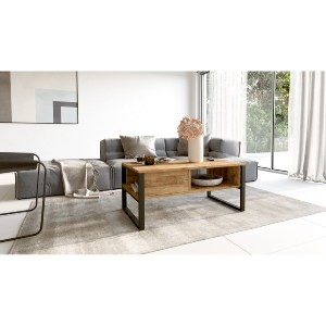 Artelibre - 15350052 ΤΡΑΠΕΖΑΚΙ ΣΑΛΟΝΙΟΥ ARTELIBRE ALPERTON ΦΥΣΙΚΟ ΜΟΡΙΟΣΑΝΙΔΑ/ΜΕΤΑΛΛΟ 100X59.7X44.4CM