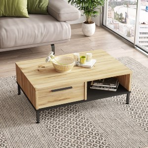 Artelibre - 15350057 ΤΡΑΠΕΖΑΚΙ ΣΑΛΟΝΙΟΥ ARTELIBRE BALHAM ΦΥΣΙΚΟ/ΜΑΥΡΟ ΜΟΡΙΟΣΑΝΙΔΑ/ΜΕΤΑΛΛΟ 90X60X31.5CM