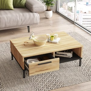 Artelibre - 15350057 ΤΡΑΠΕΖΑΚΙ ΣΑΛΟΝΙΟΥ ARTELIBRE BALHAM ΦΥΣΙΚΟ/ΜΑΥΡΟ ΜΟΡΙΟΣΑΝΙΔΑ/ΜΕΤΑΛΛΟ 90X60X31.5CM