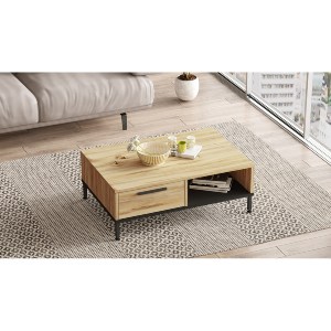 Artelibre - 15350057 ΤΡΑΠΕΖΑΚΙ ΣΑΛΟΝΙΟΥ ARTELIBRE BALHAM ΦΥΣΙΚΟ/ΜΑΥΡΟ ΜΟΡΙΟΣΑΝΙΔΑ/ΜΕΤΑΛΛΟ 90X60X31.5CM