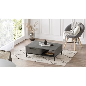 Artelibre - 15350058 ΤΡΑΠΕΖΑΚΙ ΣΑΛΟΝΙΟΥ ARTELIBRE BALHAM ΓΚΡΙ ΜΕ ΕΦΕ ΤΣΙΜΕΝΤΟ/ΜΑΥΡΟ ΜΟΡΙΟΣΑΝΙΔΑ/ΜΕΤΑΛΛΟ 90X60X31.5CM