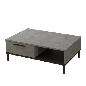 Artelibre - 15350058 ΤΡΑΠΕΖΑΚΙ ΣΑΛΟΝΙΟΥ ARTELIBRE BALHAM ΓΚΡΙ ΜΕ ΕΦΕ ΤΣΙΜΕΝΤΟ/ΜΑΥΡΟ ΜΟΡΙΟΣΑΝΙΔΑ/ΜΕΤΑΛΛΟ 90X60X31.5CM
