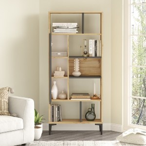 Artelibre - 15350060 ΒΙΒΛΙΟΘΗΚΗ ARTELIBRE BARNHILL ΦΥΣΙΚΟ/ΑΝΘΡΑΚΙ ΜΟΡΙΟΣΑΝΙΔΑ/ΠΛΑΣΤΙΚΟ 72X25X163.3CM