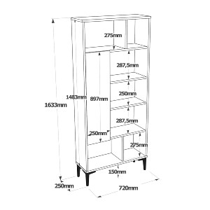 Artelibre - 15350060 ΒΙΒΛΙΟΘΗΚΗ ARTELIBRE BARNHILL ΦΥΣΙΚΟ/ΑΝΘΡΑΚΙ ΜΟΡΙΟΣΑΝΙΔΑ/ΠΛΑΣΤΙΚΟ 72X25X163.3CM