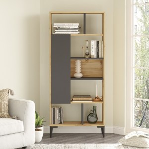 Artelibre - 15350060 ΒΙΒΛΙΟΘΗΚΗ ARTELIBRE BARNHILL ΦΥΣΙΚΟ/ΑΝΘΡΑΚΙ ΜΟΡΙΟΣΑΝΙΔΑ/ΠΛΑΣΤΙΚΟ 72X25X163.3CM