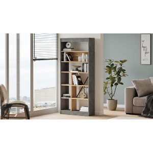 Artelibre - 15350065 ΒΙΒΛΙΟΘΗΚΗ ARTELIBRE BELVEDERE ΓΚΡΙ ΜΕ ΕΦΕ ΤΣΙΜΕΝΤΟ/ΦΥΣΙΚΟ ΜΟΡΙΟΣΑΝΙΔΑ 75.6X25X170CM
