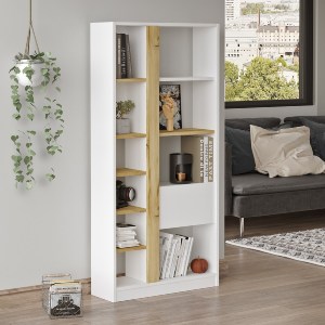 Artelibre - 15350068 ΒΙΒΛΙΟΘΗΚΗ ARTELIBRE BEXLEY ΛΕΥΚΟ/ΦΥΣΙΚΟ ΜΟΡΙΟΣΑΝΙΔΑ 75.6X25X160CM