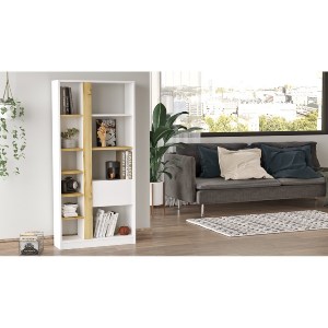 Artelibre - 15350068 ΒΙΒΛΙΟΘΗΚΗ ARTELIBRE BEXLEY ΛΕΥΚΟ/ΦΥΣΙΚΟ ΜΟΡΙΟΣΑΝΙΔΑ 75.6X25X160CM