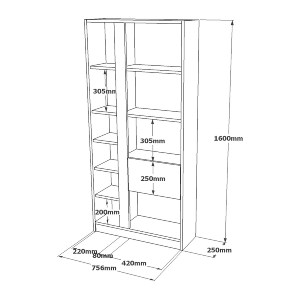 Artelibre - 15350068 ΒΙΒΛΙΟΘΗΚΗ ARTELIBRE BEXLEY ΛΕΥΚΟ/ΦΥΣΙΚΟ ΜΟΡΙΟΣΑΝΙΔΑ 75.6X25X160CM