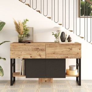Artelibre - 15350071 ΚΟΝΣΟΛΑ ARTELIBRE BLACKFEN ΠΕΥΚΟ/ΜΑΥΡΟ ΜΟΡΙΟΣΑΝΙΔΑ/ΜΕΤΑΛΛΟ 139X83.6X43CM