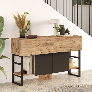 Artelibre - 15350071 ΚΟΝΣΟΛΑ ARTELIBRE BLACKFEN ΠΕΥΚΟ/ΜΑΥΡΟ ΜΟΡΙΟΣΑΝΙΔΑ/ΜΕΤΑΛΛΟ 139X83.6X43CM