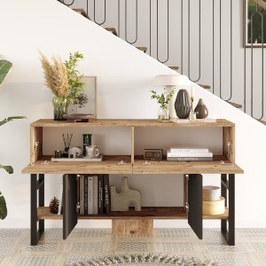Artelibre - 15350071 ΚΟΝΣΟΛΑ ARTELIBRE BLACKFEN ΠΕΥΚΟ/ΜΑΥΡΟ ΜΟΡΙΟΣΑΝΙΔΑ/ΜΕΤΑΛΛΟ 139X83.6X43CM
