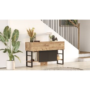 Artelibre - 15350071 ΚΟΝΣΟΛΑ ARTELIBRE BLACKFEN ΠΕΥΚΟ/ΜΑΥΡΟ ΜΟΡΙΟΣΑΝΙΔΑ/ΜΕΤΑΛΛΟ 139X83.6X43CM