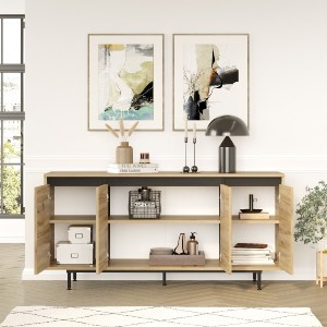 Artelibre - 15350077 ΚΟΝΣΟΛΑ ARTELIBRE BRENTFORD ΦΥΣΙΚΟ/ΜΑΥΡΟ ΜΟΡΙΟΣΑΝΙΔΑ/ΜΕΤΑΛΛΟ 160X44.5X75.6CM