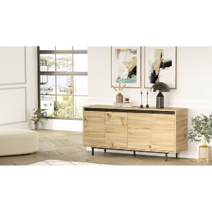 Artelibre - 15350077 ΚΟΝΣΟΛΑ ARTELIBRE BRENTFORD ΦΥΣΙΚΟ/ΜΑΥΡΟ ΜΟΡΙΟΣΑΝΙΔΑ/ΜΕΤΑΛΛΟ 160X44.5X75.6CM