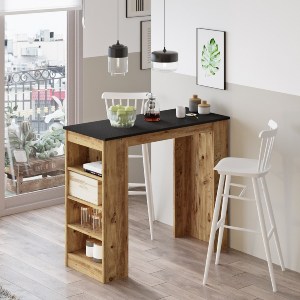 Artelibre - 15350083 ΤΡΑΠΕΖΙ BAR ARTELIBRE BROCKLEY ΠΕΥΚΟ/ΜΑΥΡΟ ΜΟΡΙΟΣΑΝΙΔΑ 120X51.6X101.8CM