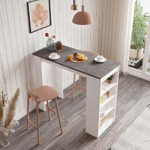 Artelibre - 15350084 ΤΡΑΠΕΖΙ BAR ARTELIBRE BROCKLEY ΛΕΥΚΟ/ΓΚΡΙ ΜΕ ΕΦΕ ΤΣΙΜΕΝΤΟ ΜΟΡΙΟΣΑΝΙΔΑ 120X51.6X101.8CM