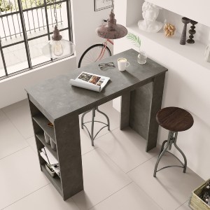 Artelibre - 15350085 ΤΡΑΠΕΖΙ BAR ARTELIBRE BROCKLEY ΓΚΡΙ ΜΕ ΕΦΕ ΤΣΙΜΕΝΤΟ ΜΟΡΙΟΣΑΝΙΔΑ 120X51.6X101.8CM