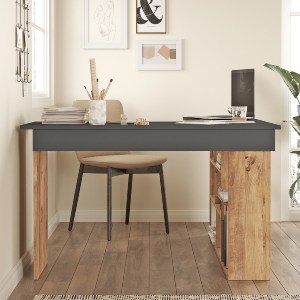Artelibre - 15350090 ΓΡΑΦΕΙΟ ARTELIBRE CANN ΠΕΥΚΟ/ΑΝΘΡΑΚΙ ΜΟΡΙΟΣΑΝΙΔΑ 115X120X72CM