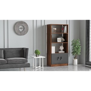 Artelibre - 15350130 ΒΙΒΛΙΟΘΗΚΗ ARTELIBRE EDGWARE BAROQUE/ΑΝΘΡΑΚΙ ΜΟΡΙΟΣΑΝΙΔΑ 63.6X37.6X140CM