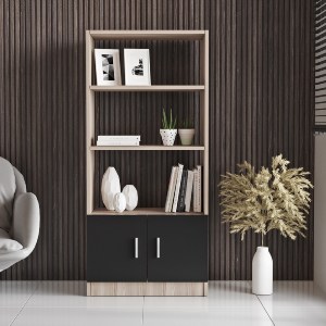 Artelibre - 15350131 ΒΙΒΛΙΟΘΗΚΗ ARTELIBRE EDGWARE ΟΞΙΑ/ΜΑΥΡΟ ΜΟΡΙΟΣΑΝΙΔΑ 63.6X37.6X140CM