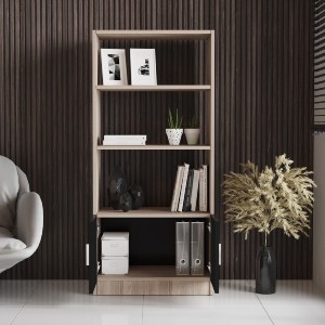 Artelibre - 15350131 ΒΙΒΛΙΟΘΗΚΗ ARTELIBRE EDGWARE ΟΞΙΑ/ΜΑΥΡΟ ΜΟΡΙΟΣΑΝΙΔΑ 63.6X37.6X140CM