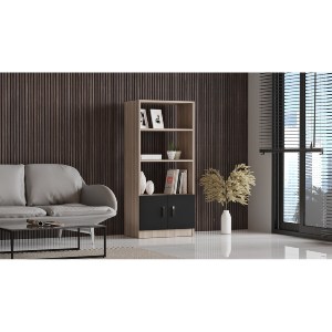 Artelibre - 15350131 ΒΙΒΛΙΟΘΗΚΗ ARTELIBRE EDGWARE ΟΞΙΑ/ΜΑΥΡΟ ΜΟΡΙΟΣΑΝΙΔΑ 63.6X37.6X140CM