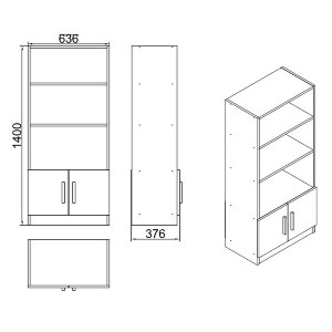 Artelibre - 15350131 ΒΙΒΛΙΟΘΗΚΗ ARTELIBRE EDGWARE ΟΞΙΑ/ΜΑΥΡΟ ΜΟΡΙΟΣΑΝΙΔΑ 63.6X37.6X140CM