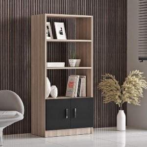 Artelibre - 15350131 ΒΙΒΛΙΟΘΗΚΗ ARTELIBRE EDGWARE ΟΞΙΑ/ΜΑΥΡΟ ΜΟΡΙΟΣΑΝΙΔΑ 63.6X37.6X140CM