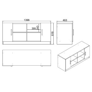 Artelibre - 15350133 ΒΙΒΛΙΟΘΗΚΗ ARTELIBRE EDMONTON ΟΞΙΑ/ΜΑΥΡΟ ΜΟΡΙΟΣΑΝΙΔΑ 139.8X46.3X61.8CM
