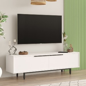 Artelibre - 15350142 ΕΠΙΠΛΟ ΤΗΛΕΟΡΑΣΗΣ ARTELIBRE FINCHLEY ΛΕΥΚΟ ΜΟΡΙΟΣΑΝΙΔΑ/ΜΕΤΑΛΛΟ 35.5X160X45.1CM
