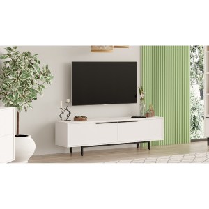 Artelibre - 15350142 ΕΠΙΠΛΟ ΤΗΛΕΟΡΑΣΗΣ ARTELIBRE FINCHLEY ΛΕΥΚΟ ΜΟΡΙΟΣΑΝΙΔΑ/ΜΕΤΑΛΛΟ 35.5X160X45.1CM