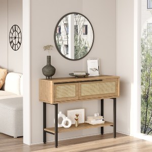 Artelibre - 15350146 ΚΟΝΣΟΛΑ ARTELIBRE FULHAM ΦΥΣΙΚΟ/ΜΑΥΡΟ ΜΟΡΙΟΣΑΝΙΔΑ/ΜΕΤΑΛΛΟ 29.5X100X76CM
