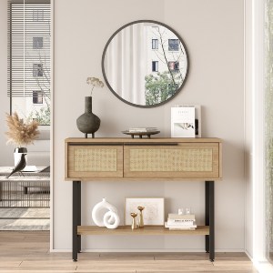 Artelibre - 15350146 ΚΟΝΣΟΛΑ ARTELIBRE FULHAM ΦΥΣΙΚΟ/ΜΑΥΡΟ ΜΟΡΙΟΣΑΝΙΔΑ/ΜΕΤΑΛΛΟ 29.5X100X76CM