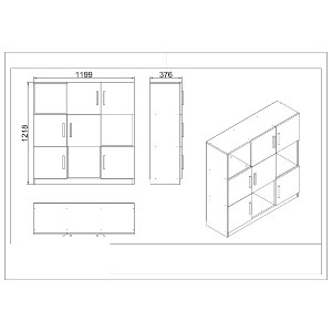Artelibre - 15350159 ΒΙΒΛΙΟΘΗΚΗ ARTELIBRE ELMSTEAD ΟΞΙΑ/ΜΑΥΡΟ ΜΟΡΙΟΣΑΝΙΔΑ/ΜΕΛΑΜΙΝΗ 119.9X37.6X121.8CM
