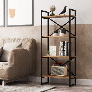 Artelibre - 15350161 ΒΙΒΛΙΟΘΗΚΗ ARTELIBRE LOTHIAN ΠΕΥΚΟ/ΜΑΥΡΟ ΜΟΡΙΟΣΑΝΙΔΑ/ΜΕΤΑΛΛΟ 55X30X138CM