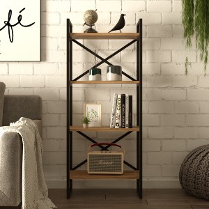 Artelibre - 15350161 ΒΙΒΛΙΟΘΗΚΗ ARTELIBRE LOTHIAN ΠΕΥΚΟ/ΜΑΥΡΟ ΜΟΡΙΟΣΑΝΙΔΑ/ΜΕΤΑΛΛΟ 55X30X138CM