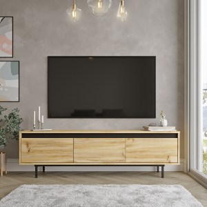 Artelibre - 15350181 ΕΠΙΠΛΟ ΤΗΛΕΟΡΑΣΗΣ ARTELIBRE MIDLOTHIAN ΦΥΣΙΚΟ/ΜΑΥΡΟ ΜΟΡΙΟΣΑΝΙΔΑ/ΜΕΤΑΛΛΟ 160X35.5X45.2CM