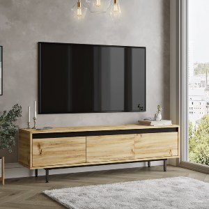 Artelibre - 15350181 ΕΠΙΠΛΟ ΤΗΛΕΟΡΑΣΗΣ ARTELIBRE MIDLOTHIAN ΦΥΣΙΚΟ/ΜΑΥΡΟ ΜΟΡΙΟΣΑΝΙΔΑ/ΜΕΤΑΛΛΟ 160X35.5X45.2CM