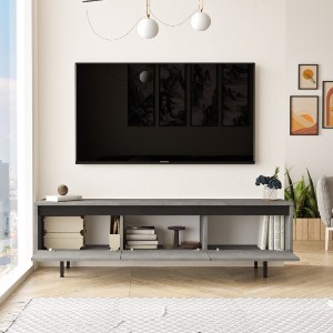 Artelibre - 15350182 ΕΠΙΠΛΟ ΤΗΛΕΟΡΑΣΗΣ ARTELIBRE MIDLOTHIAN ΓΚΡΙ ΜΕ ΕΦΕ ΤΣΙΜΕΝΤΟ/ΜΑΥΡΟ ΜΟΡΙΟΣΑΝΙΔΑ/ΜΕΤΑΛΛΟ 160X35.5X45.2CM
