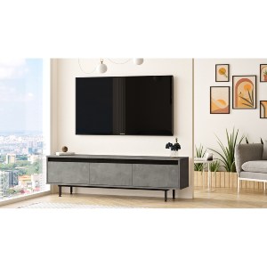 Artelibre - 15350182 ΕΠΙΠΛΟ ΤΗΛΕΟΡΑΣΗΣ ARTELIBRE MIDLOTHIAN ΓΚΡΙ ΜΕ ΕΦΕ ΤΣΙΜΕΝΤΟ/ΜΑΥΡΟ ΜΟΡΙΟΣΑΝΙΔΑ/ΜΕΤΑΛΛΟ 160X35.5X45.2CM