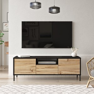 Artelibre - 15350183 ΕΠΙΠΛΟ ΤΗΛΕΟΡΑΣΗΣ ARTELIBRE ARGYLL ΦΥΣΙΚΟ/ΜΑΥΡΟ ΜΟΡΙΟΣΑΝΙΔΑ/ΜΕΤΑΛΛΟ 140X35.5X46.4CM