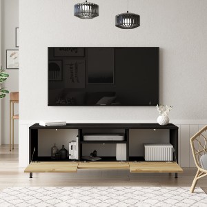 Artelibre - 15350183 ΕΠΙΠΛΟ ΤΗΛΕΟΡΑΣΗΣ ARTELIBRE ARGYLL ΦΥΣΙΚΟ/ΜΑΥΡΟ ΜΟΡΙΟΣΑΝΙΔΑ/ΜΕΤΑΛΛΟ 140X35.5X46.4CM