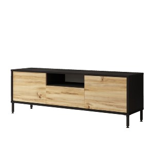Artelibre - 15350183 ΕΠΙΠΛΟ ΤΗΛΕΟΡΑΣΗΣ ARTELIBRE ARGYLL ΦΥΣΙΚΟ/ΜΑΥΡΟ ΜΟΡΙΟΣΑΝΙΔΑ/ΜΕΤΑΛΛΟ 140X35.5X46.4CM