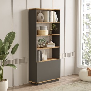 Artelibre - 15350190 ΒΙΒΛΙΟΘΗΚΗ ARTELIBRE CLACK ΠΕΥΚΟ/ΑΝΘΡΑΚΙ ΜΟΡΙΟΣΑΝΙΔΑ/ΜΕΛΑΜΙΝΗ 75.1X26.8X168.3CM
