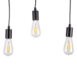 glo-00605-00605_7 GLOBOSTAR® JOLLY 00605 VINTAGE ΚΡΕΜΑΣΤΟ ΦΩΤΙΣΤΙΚΟ ΑΝΑΡΤΗΣΗ ΤΡΙΦΩΤΟ 3 X E27 IP20 ΜΑΥΡΟ ΜΕΤΑ
