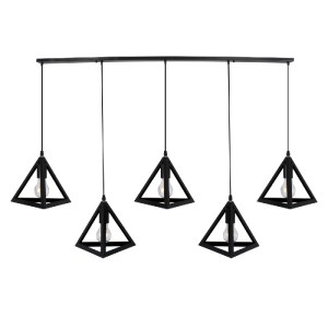 glo-00608-00608_3 GLOBOSTAR® TRIANGLE 00608 ΜΟΝΤΕΡΝΟ ΚΡΕΜΑΣΤΟ ΦΩΤΙΣΤΙΚΟ ΡΑΓΑ ΠΟΛΥΦΩΤΟ 5 X E27 IP20 ΜΑΥΡΟ ΜΕΤ