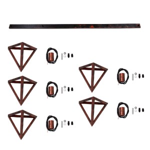 glo-00609-00609_10 GLOBOSTAR® TRIANGLE 00609 ΜΟΝΤΕΡΝΟ ΚΡΕΜΑΣΤΟ ΦΩΤΙΣΤΙΚΟ ΡΑΓΑ ΠΟΛΥΦΩΤΟ 5 X E27 IP20 ΧΑΛΚΙΝΟ Μ