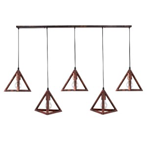 glo-00609-00609_2 GLOBOSTAR® TRIANGLE 00609 ΜΟΝΤΕΡΝΟ ΚΡΕΜΑΣΤΟ ΦΩΤΙΣΤΙΚΟ ΡΑΓΑ ΠΟΛΥΦΩΤΟ 5 X E27 IP20 ΧΑΛΚΙΝΟ Μ