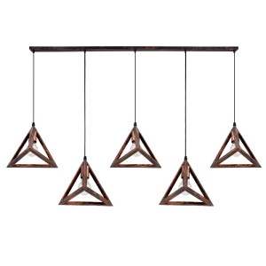 glo-00609-00609_4 GLOBOSTAR® TRIANGLE 00609 ΜΟΝΤΕΡΝΟ ΚΡΕΜΑΣΤΟ ΦΩΤΙΣΤΙΚΟ ΡΑΓΑ ΠΟΛΥΦΩΤΟ 5 X E27 IP20 ΧΑΛΚΙΝΟ Μ